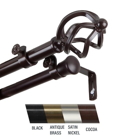 Central Design Giro 0.81 in. Double Curtain Rod; 66-120 in. - Cocoa 4742-667